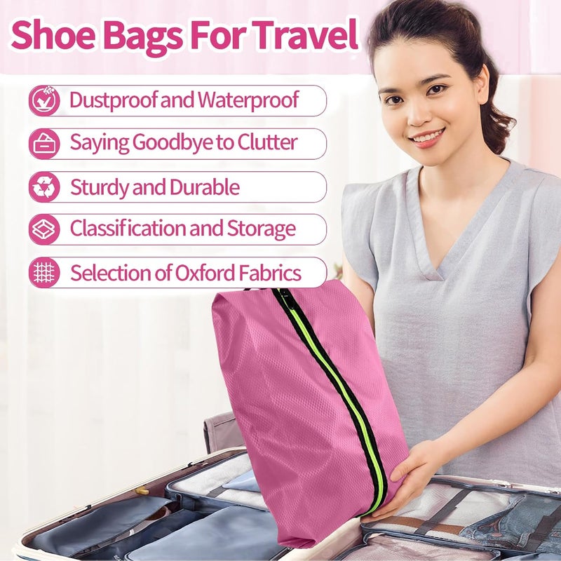 Eopres Shoe Bags for Travel - Set of 3 Pack Large Capacity Oxford Fabric Shoe Bags, Multi-Functional Dust-Proof and Waterproof Men & Women Travel Shoe Bag (Pink) - Image 5